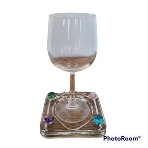 Glass Drink Coaster Embellished with Beads and Wire Hand-Made Water Wine Beer